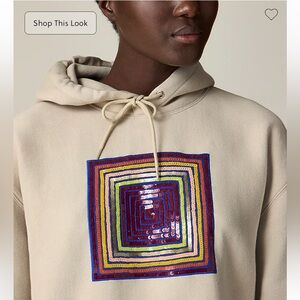 Christopher John Rogers X J.Crew heritage fleece hoodie with sequins S NWT